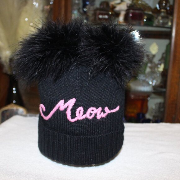 NWT Kate Spade Meow beanie w/marabou ears. super soft CUTE,FUN!! - Picture 1 of 6